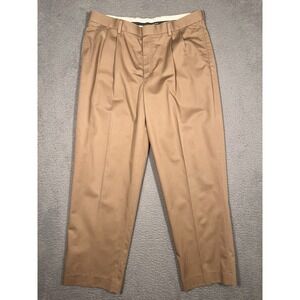 L.L. Bean Natural Fit Mens Dress Pants Beige Pleated 36x31‎ Cotton Straight Fit
